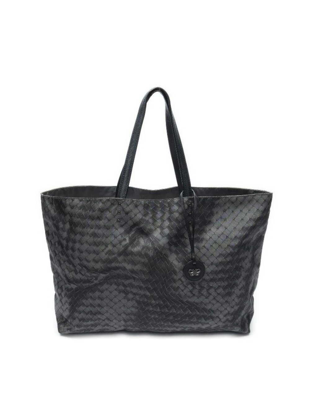 Bottega Veneta Intreccio Illusion Tote Bag Black Nylon Canvas